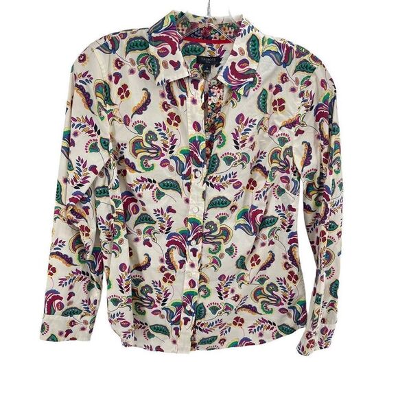Talbots Womens Button Up Shirt Long Sleeve Floral Multicolor Small NEW NWT - Picture 9 of 10